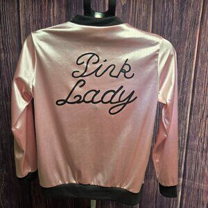 Pink Lady Satin Style Bomber Jacket Grease Costume Zip Up Pink Size Small